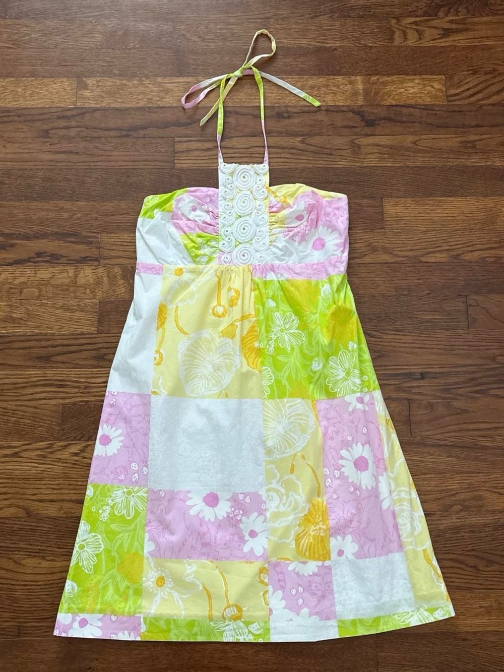 Lilly Pulitzer vintage patchwork halter dress size 4